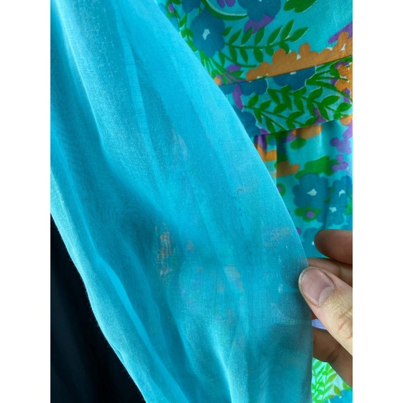Vtg 60s MOD Maxi Dress XS/S Chiffon Flower Power Psychedelic Hippie‎ Gown Floral - Picture 12 of 13